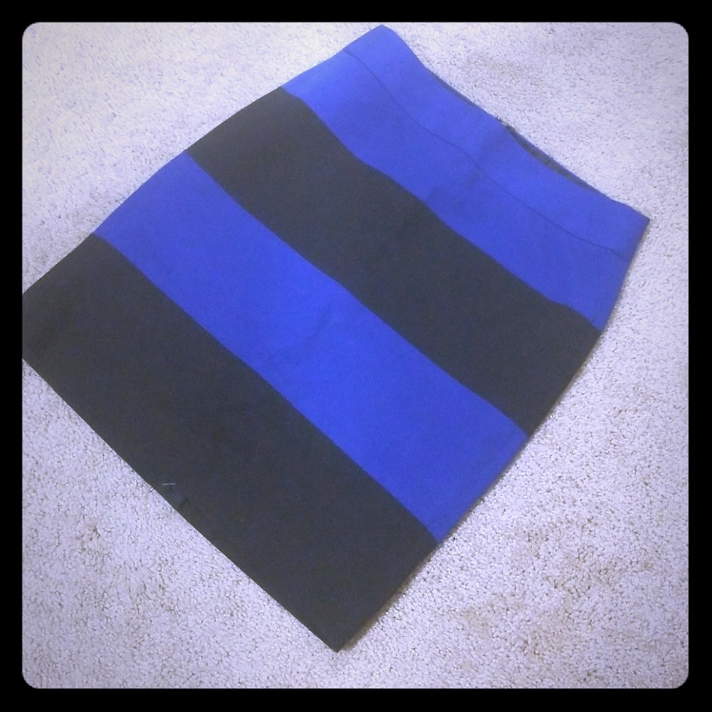 Black and Royal Blue Knee-Length Skirt
